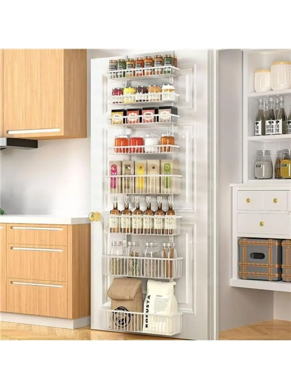 Moforoco Over the Door Pantry Organizer 8 Tier Metal Spice Rack Storage